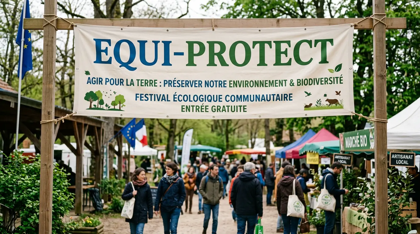 Banni&egrave;re associative et engagement civique lors d'une journ&eacute;e environnementale